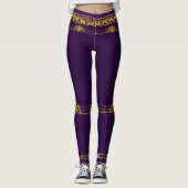 Leggings Emblème Deep Purple de lion de chaîne d'or (Devant)