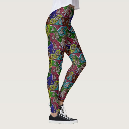 Leggings Embouches d'art octopus à anneau bleu australien (Droite)