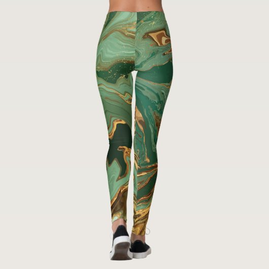 Leggings Emerald Elegance : Gold Marble Luxe (Dos)