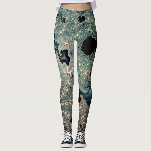 Leggings Emerald et Gold Mandelbrot (Devant)