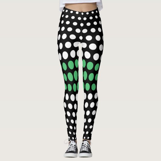 Leggings Emerald et White Polka Motif (Devant)