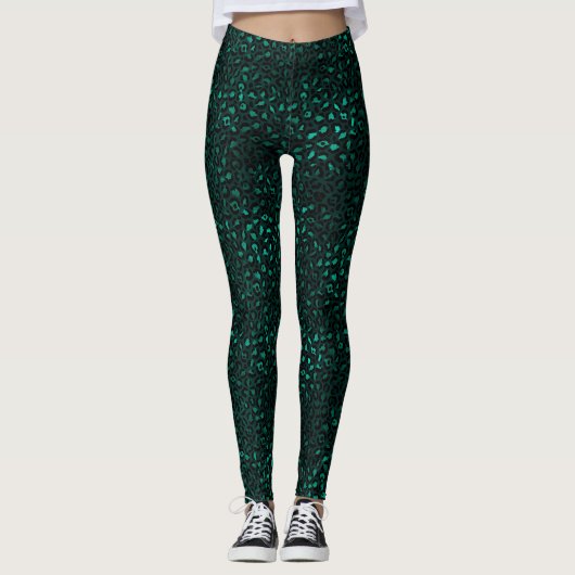 Leggings Emerald Green Empreinte de léopard (Devant)