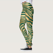 Leggings Emerald Green et Gold Zebra/Tiger Striped Leging (Gauche)