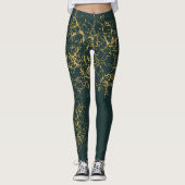 Leggings Emerald Green Gold Modern Abstrait (Devant)