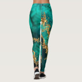 Leggings Emerald Jade Gold Splatter Abstrait (Dos)