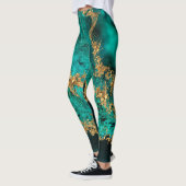 Leggings Emerald Jade Gold Splatter Abstrait (Gauche)