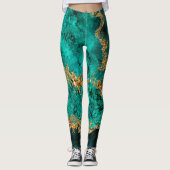 Leggings Emerald Jade Gold Splatter Abstrait (Devant)