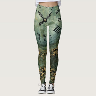 Leggings Émeraude Green Rustic Steampunk Horloge (1)