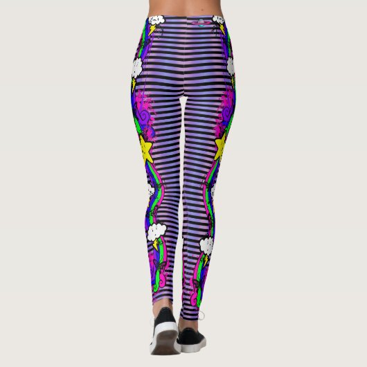 Leggings Emo Rainbow Pleurage nuage rayé (Dos)