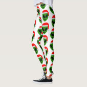 Leggings emoji alien père Noël vert (Gauche)