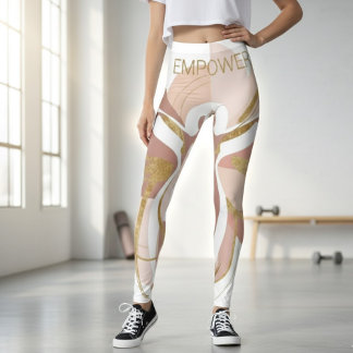 Leggings Empower Abstract Golden Woman Silhouette Art