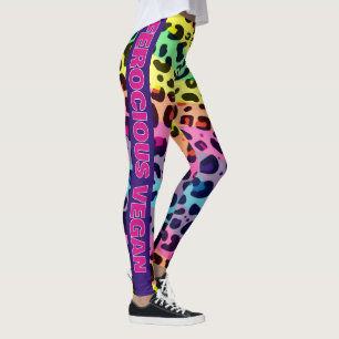 Leggings Empreinte de léopard arc-en-ciel féroce Vegan