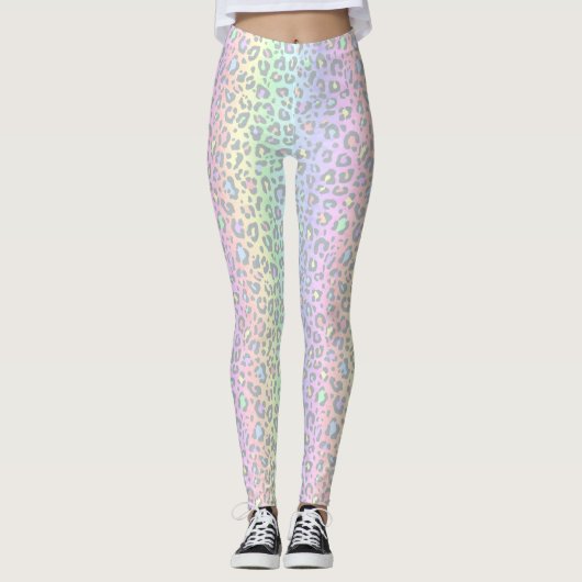 Leggings Empreinte de léopard arc-en-ciel Pastel (Devant)
