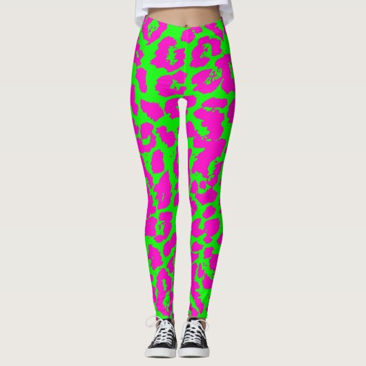 Leggings Empreinte de léopard au néon coloré (Devant)