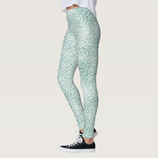 Leggings Empreinte de léopard blanc à la menthe (Gauche)
