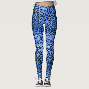 Leggings Empreinte de léopard bleu