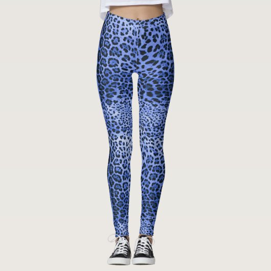 Leggings Empreinte de léopard bleu (Devant)