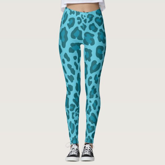 Leggings Empreinte de léopard bleu (Devant)