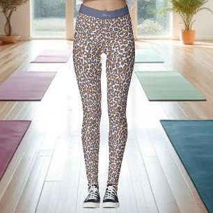 Leggings Empreinte de léopard-bleu et Brown