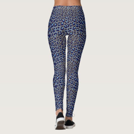 Leggings Empreinte de léopard bleu et or (Dos)