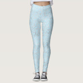 Leggings Empreinte de léopard bleu pâle et argent (Devant)