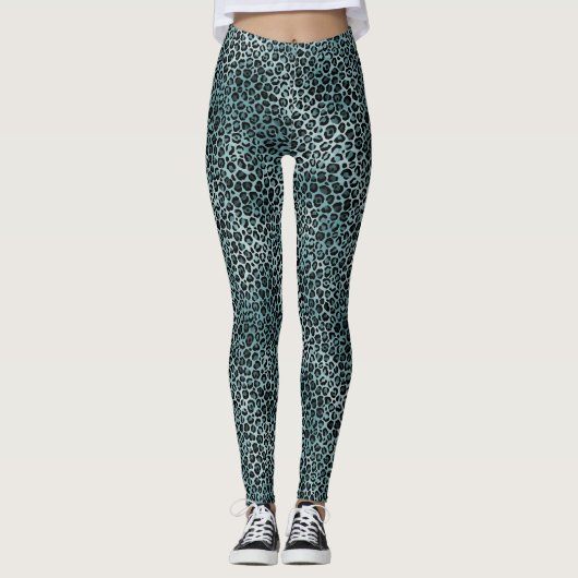 Leggings Empreinte de léopard bleu Turquoise Glam Turquoise (Devant)