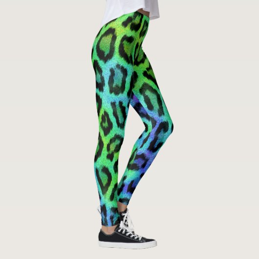 Leggings Empreinte de léopard bleu vert (Droite)