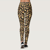 Leggings empreinte de léopard branché avec feuille d'or (Dos)