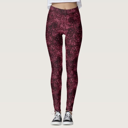 Leggings Empreinte de léopard de Glam Burgundy (Devant)