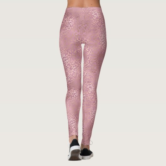 Leggings Empreinte de léopard de verre rose (Dos)