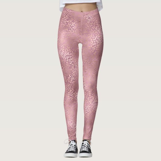 Leggings Empreinte de léopard de verre rose (Devant)