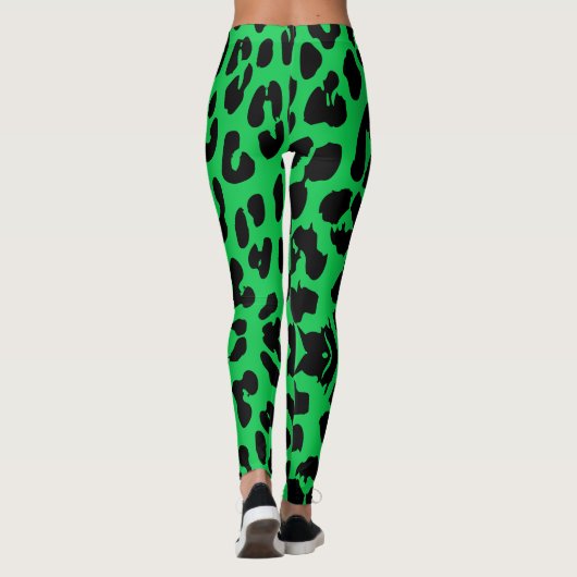 Leggings Empreinte de léopard d'Halloween noir et vert (Dos)