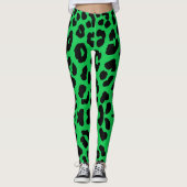 Leggings Empreinte de léopard d'Halloween noir et vert (Devant)