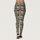 Leggings Empreinte de léopard floral de caniche blanc (Dos)