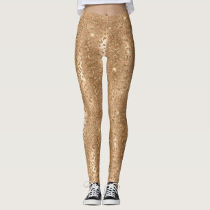 Leggings Empreinte de léopard Gold Glam Parties scintillant