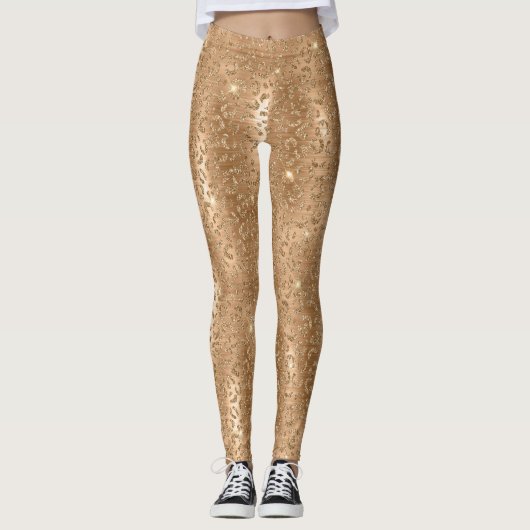 Leggings Empreinte de léopard Gold Glam Parties scintillant (Devant)