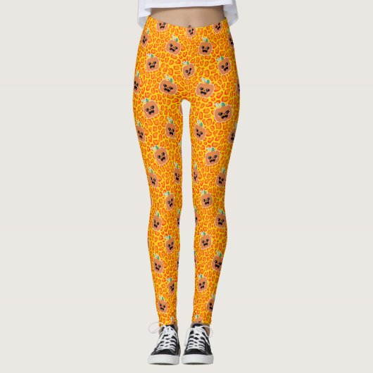 Leggings Empreinte de léopard motif Halloween (Devant)