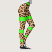 Leggings Empreinte de léopard Neon Green Striped Femme Legg (Droite)