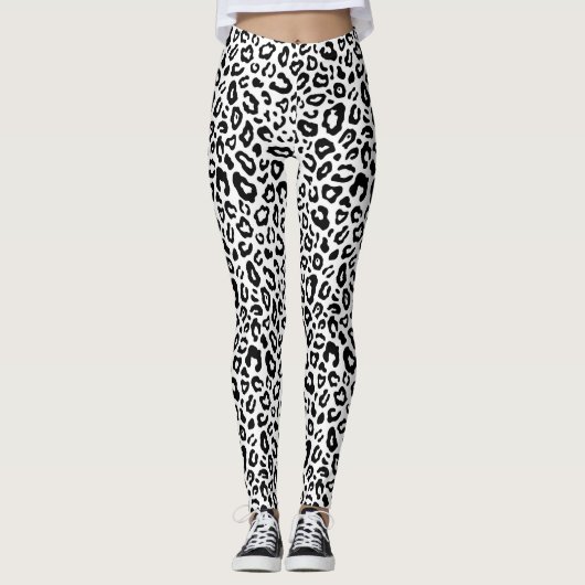 Leggings Empreinte de léopard noir/blanc LEGINGS (Devant)