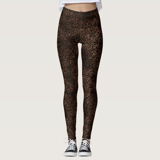 Leggings Empreinte de léopard noir Brown Glam (Devant)