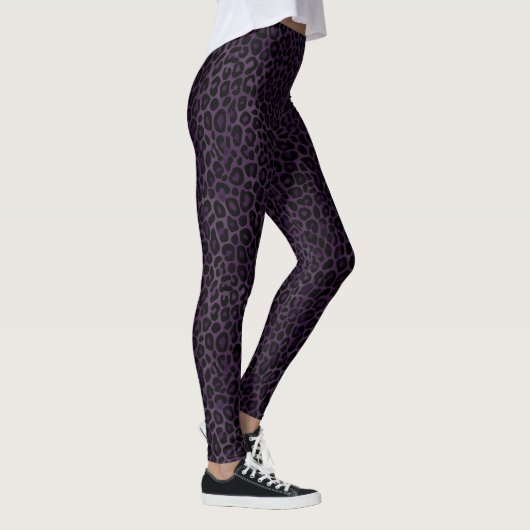 Leggings Empreinte de léopard noir violet chic (Droite)