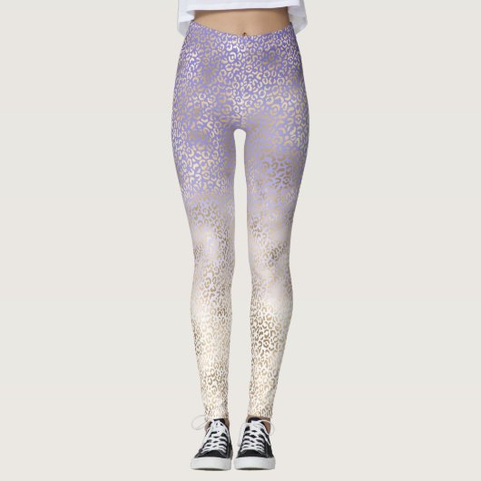 Leggings Empreinte de léopard Ombre d'or violet (Devant)
