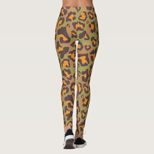 Leggings Empreinte de léopard orange, vert et marron (Dos)