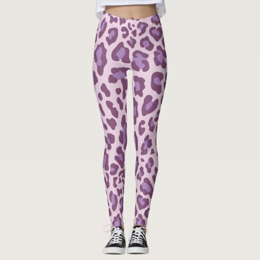 Leggings Empreinte de léopard pourpre (Devant)