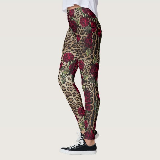 Leggings Empreinte de léopard Red Roses (Gauche)