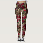 Leggings Empreinte de léopard Red Roses (Devant)