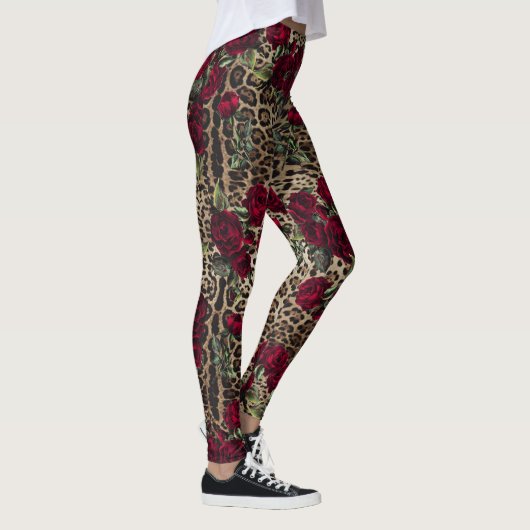 Leggings Empreinte de léopard Red Roses (Droite)