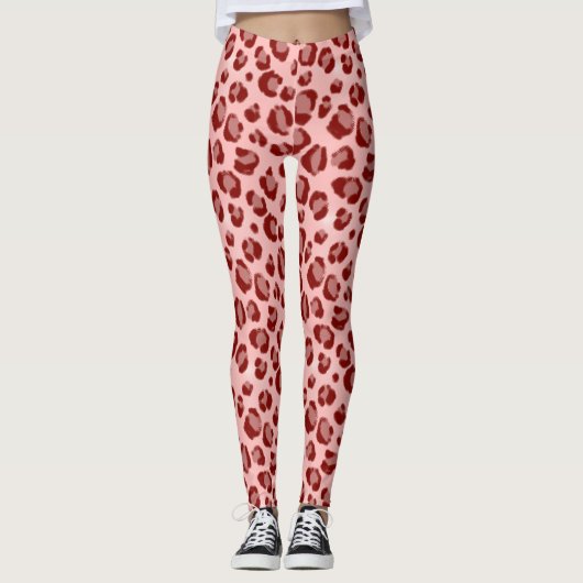 Leggings Empreinte de léopard rose (Devant)