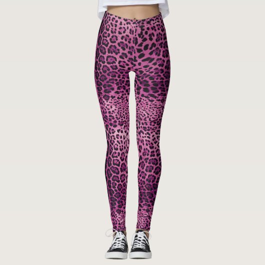 Leggings Empreinte de léopard rose (Devant)