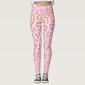 Leggings Empreinte de léopard rose et jaune (Devant)
